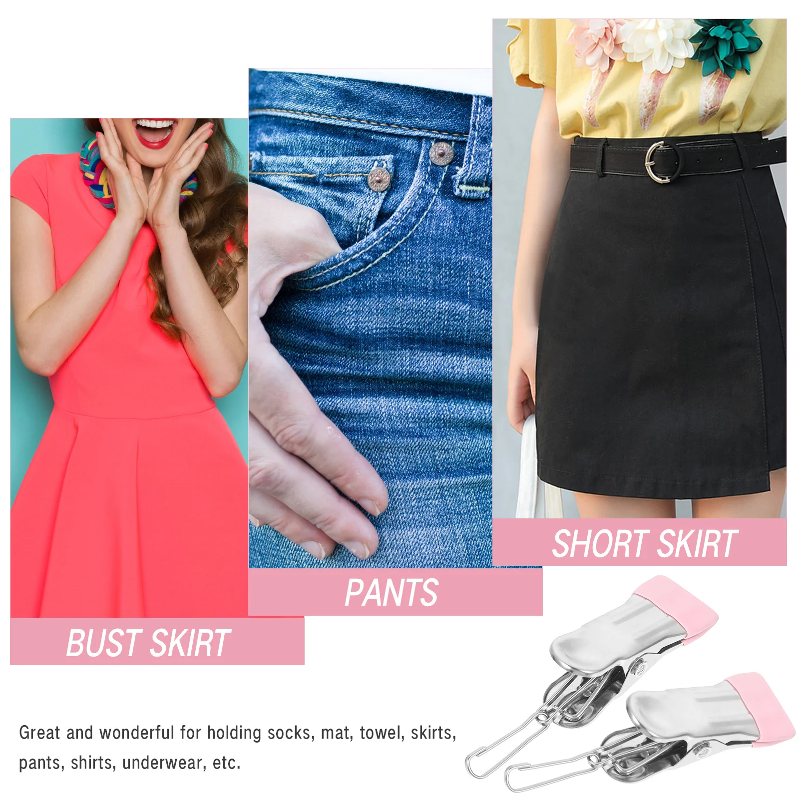 

20Pcs Stainless Steel Windproof Clothespins Clips Clothes Pegs Strong Clamping Force Laundry Clothes Clips Clothesline Drying