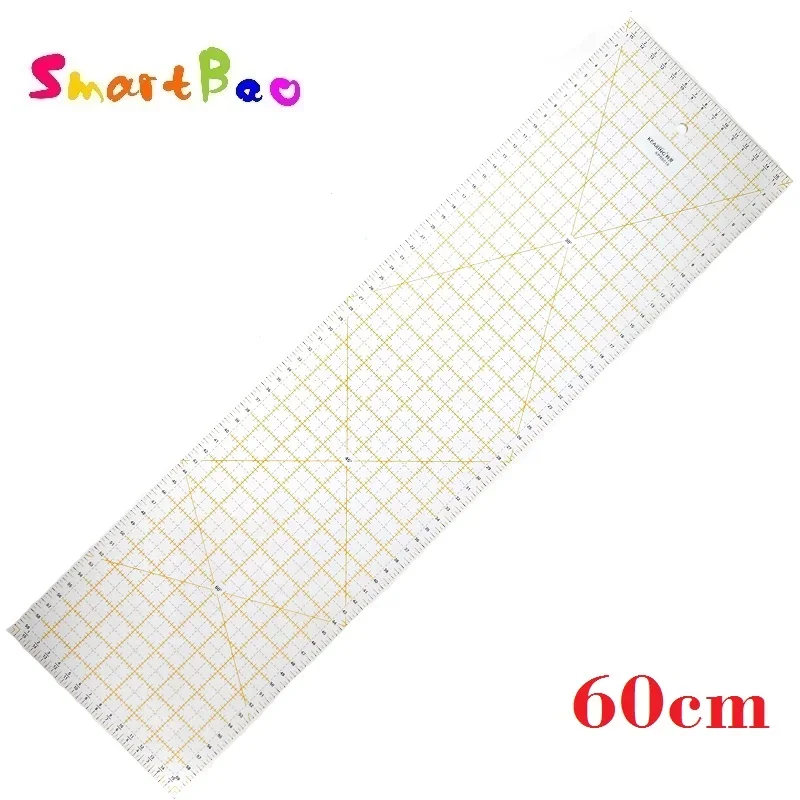 60cm Patchwork Ruler Grid Acrylic Quilting & Sewing Sandwich Line Ruler Fabric Cutting Handmade DIY Tool, 3mm Thick