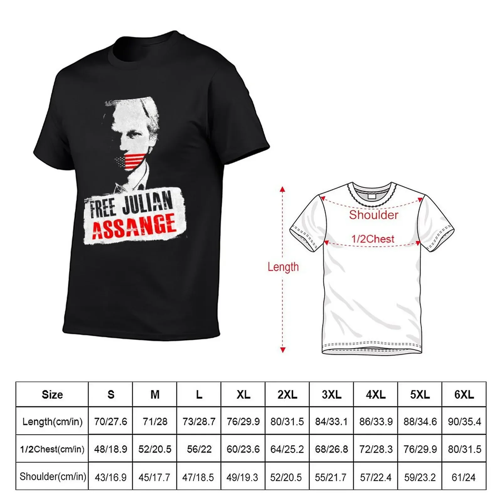 Free Julian Assange Essent T-Shirt blacks man t shirt Men's clothing