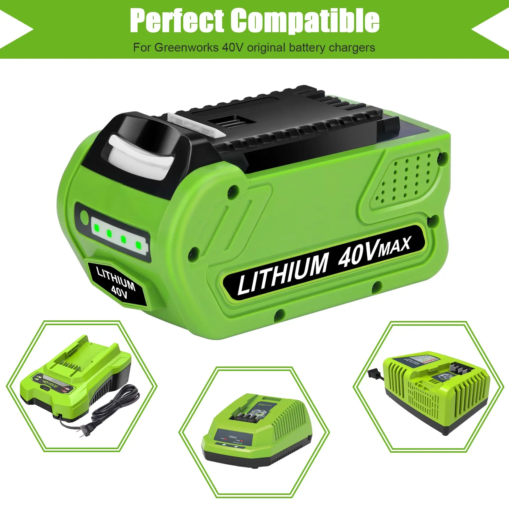 JYJZPB 6.0Ah لبطارية Greenworks 40 فولت G-MAX لـ 29472 29462 29252 20202 أداة طاقة لاسلكية 40 فولت بطارية ليثيوم أيون (ليست للجيل الأول) #3