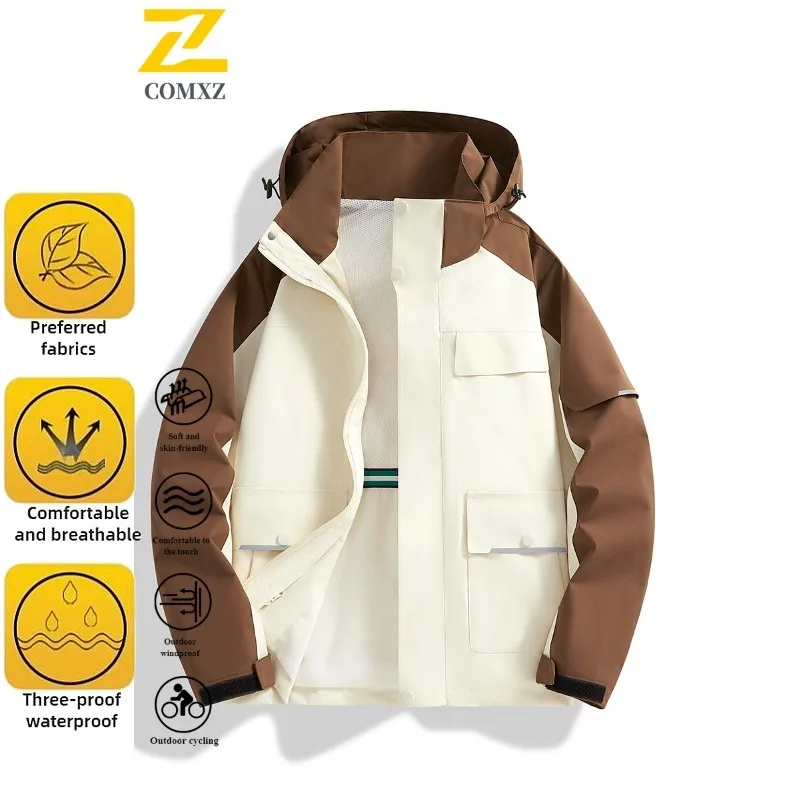 ربيع الخريف الجبل نمط سترة واقية مقاومة للماء زوجين حجم كبير معطف المشي لمسافات طويلة في الهواء الطلق تنفس خفيفة الوزن الرحلات #4