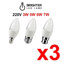 3PCS Led Candle Bulb C37 3W-7W E14 E27 AC220v High light efficiency no stroboscopic for children's room kitchen living room mall