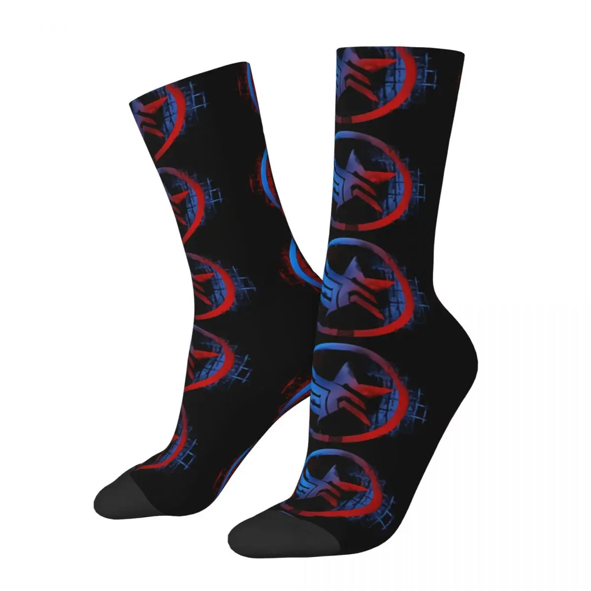 Funny Crazy Sock for Men Paragon Renegade Hip Hop Harajuku Mass Effect Game Happy Pattern Printed Boys Crew Sock Novelty Gift