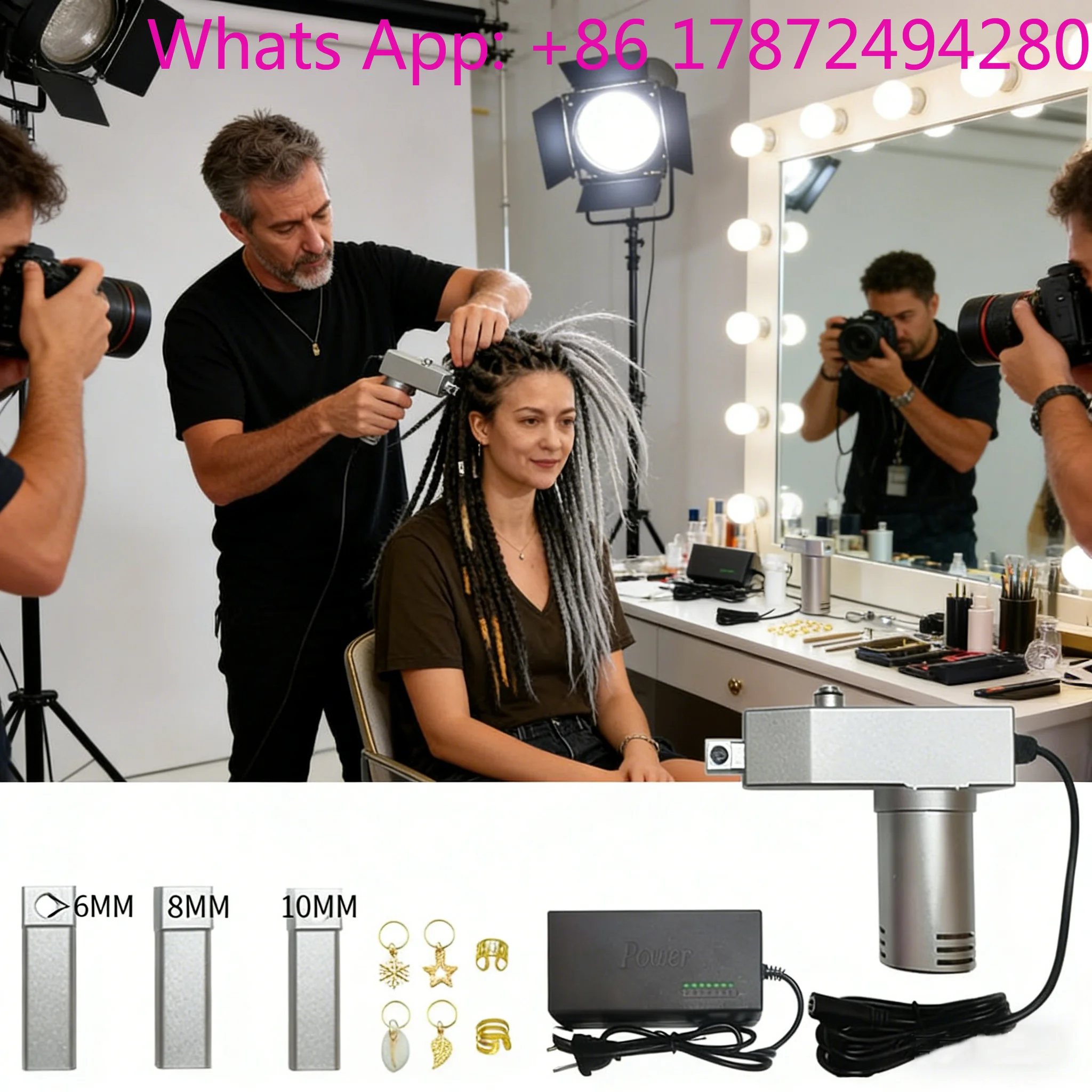 110V Handheld Dreadlocks Machine - 96W 7-Speed Adjustable Automatic Silver Dreadlock Maker For Quick Braiding