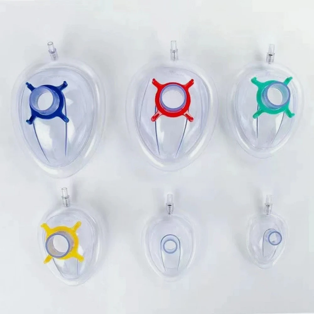 

Medical Grade PVC Anesthesia Mask Sterilized Disposable Resuscitate Face Masks For Adult Child 6 Size CPR breathing mask