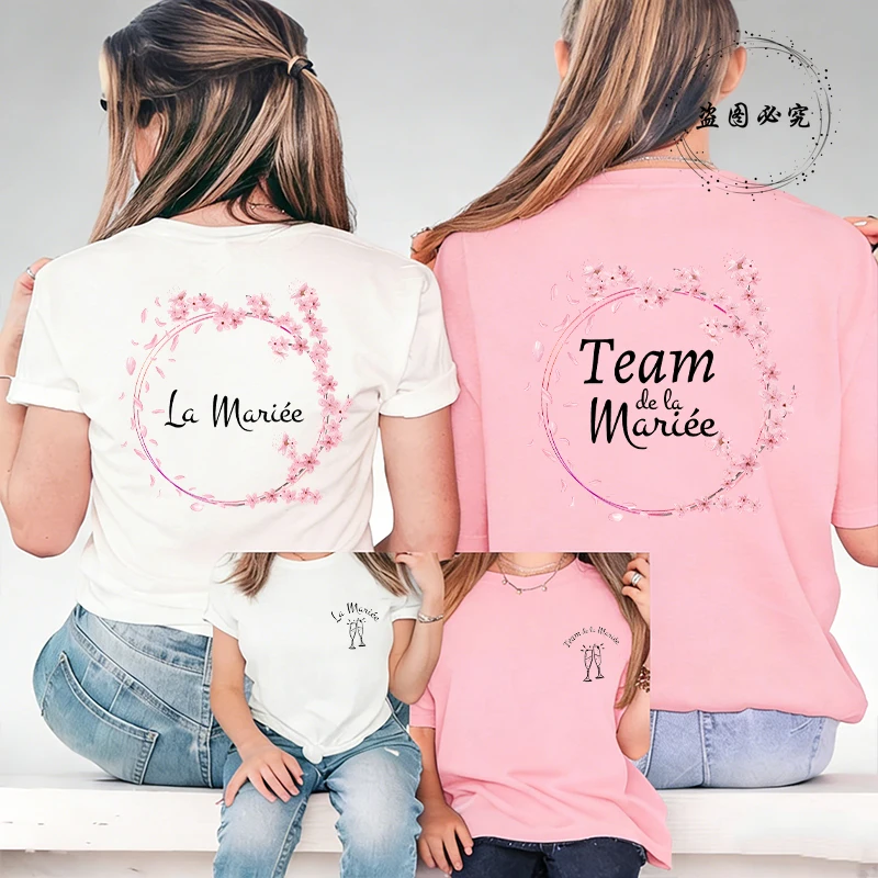 EVJF French Girl Future Bride T-shirts for Women Team Bride Back Print Bachelorette Party Graphic Bridal Tees Y2K Clothes D1212