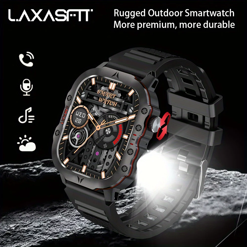 LAXASFIT 2024 NEW Outdoor Sports Smart Watch Military Grade Rugged 100+ Sports Mode Bluetooth Talk LED Flashlight Smart Watch