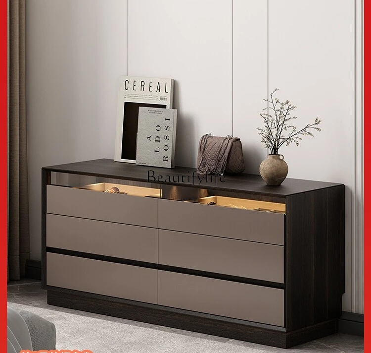 

Italian solid wood light luxury high-end storage cabinet minimalist drawer storage cabinet