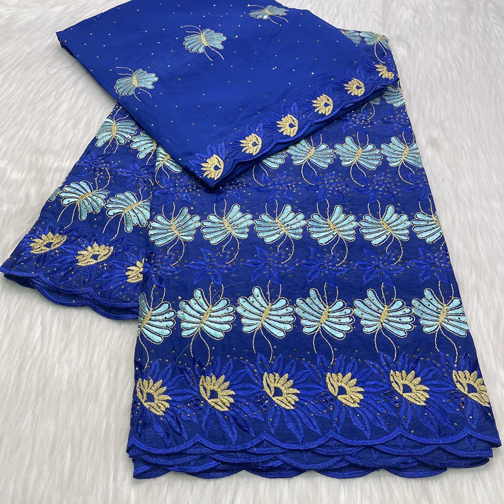 

Cotton Fabric Suit 5 Yards Cloth And 2yards Scarf Flower Pattern With Rhinestones High Quality African Lace Fabric 02C41