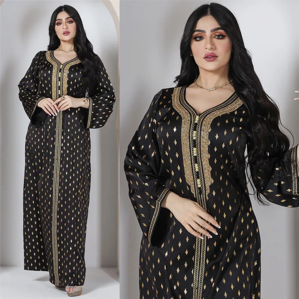 

Moroccan Party Eid Diamonds for Abayas Muslim Women Long Sleeve Maxi Dresses Dubai Saudi Kaftan Islam Turkey Ramadan Caftan Gown