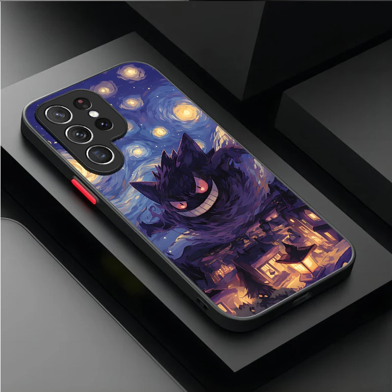 Pokemon Gengar Pikachu Custodia per Samsung Galaxy S25 Ultra S24 S23 Plus S22 S21 FE A04S A56 A36 A26 A16 A06 A55 A35 A25 A15 5G