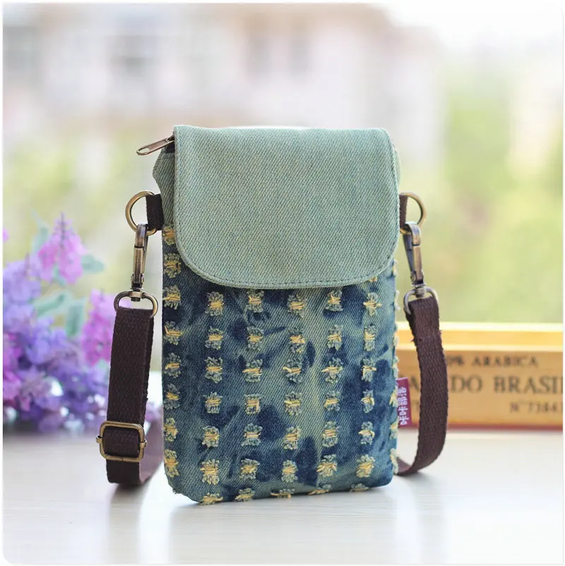 

Denim Women's Mini Shoulder Mobile Phone Ringer Shoulder Bags for Women Small Square Purses and Handbags Summer