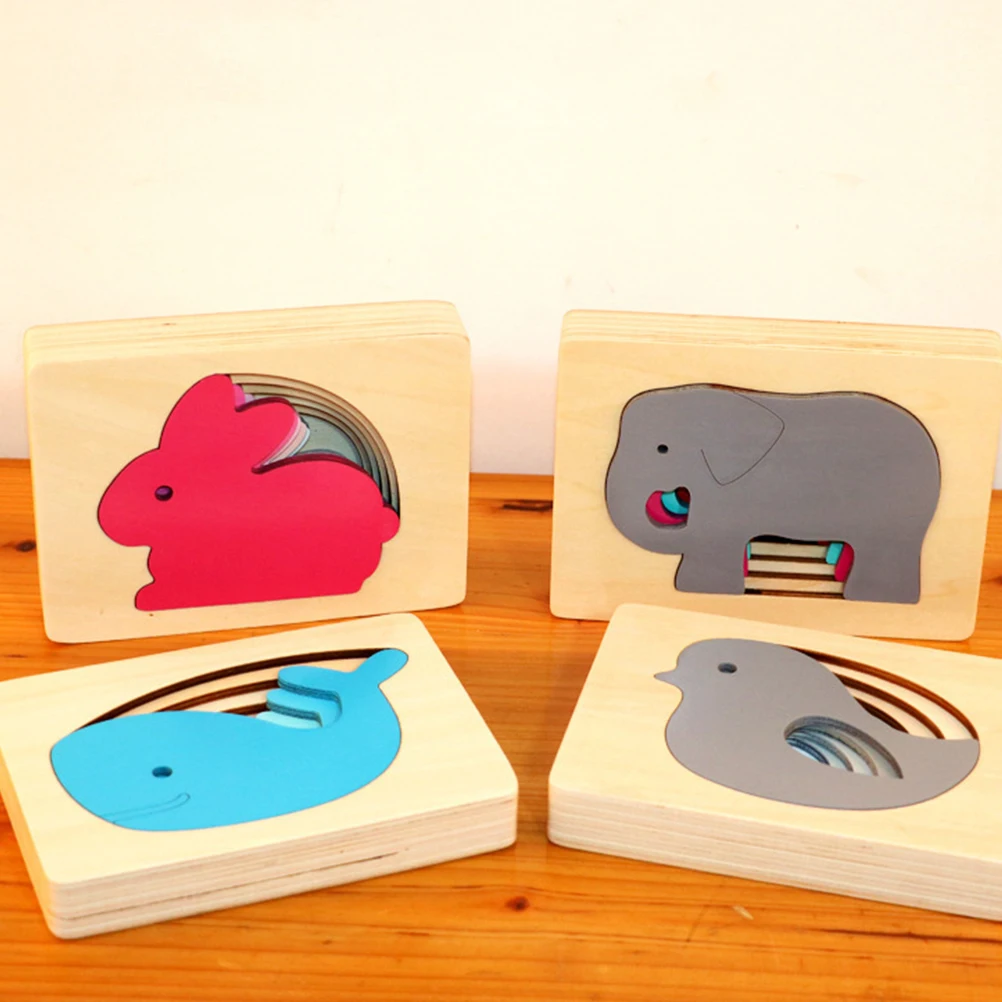 Holz Tier Puzzle Farbe Passenden Spielzeug Puzzles Kinder Frühe Bildung Kinder Spiel Kleinkind Elefant Eltern