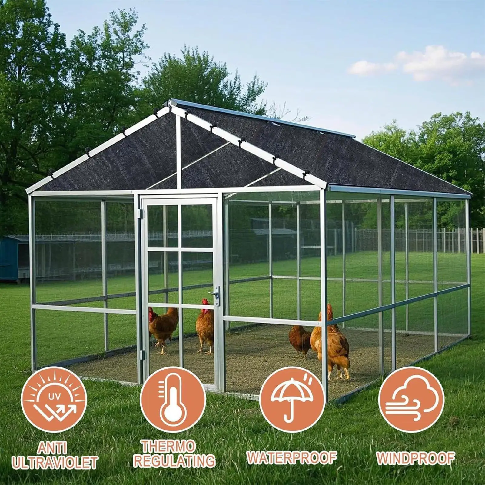 Shade for Chicken Coop Chicken Coop Roof with 20 Pieces Ball Cords Screen Breathable Netting Mesh UV Protection Cloth for Yard