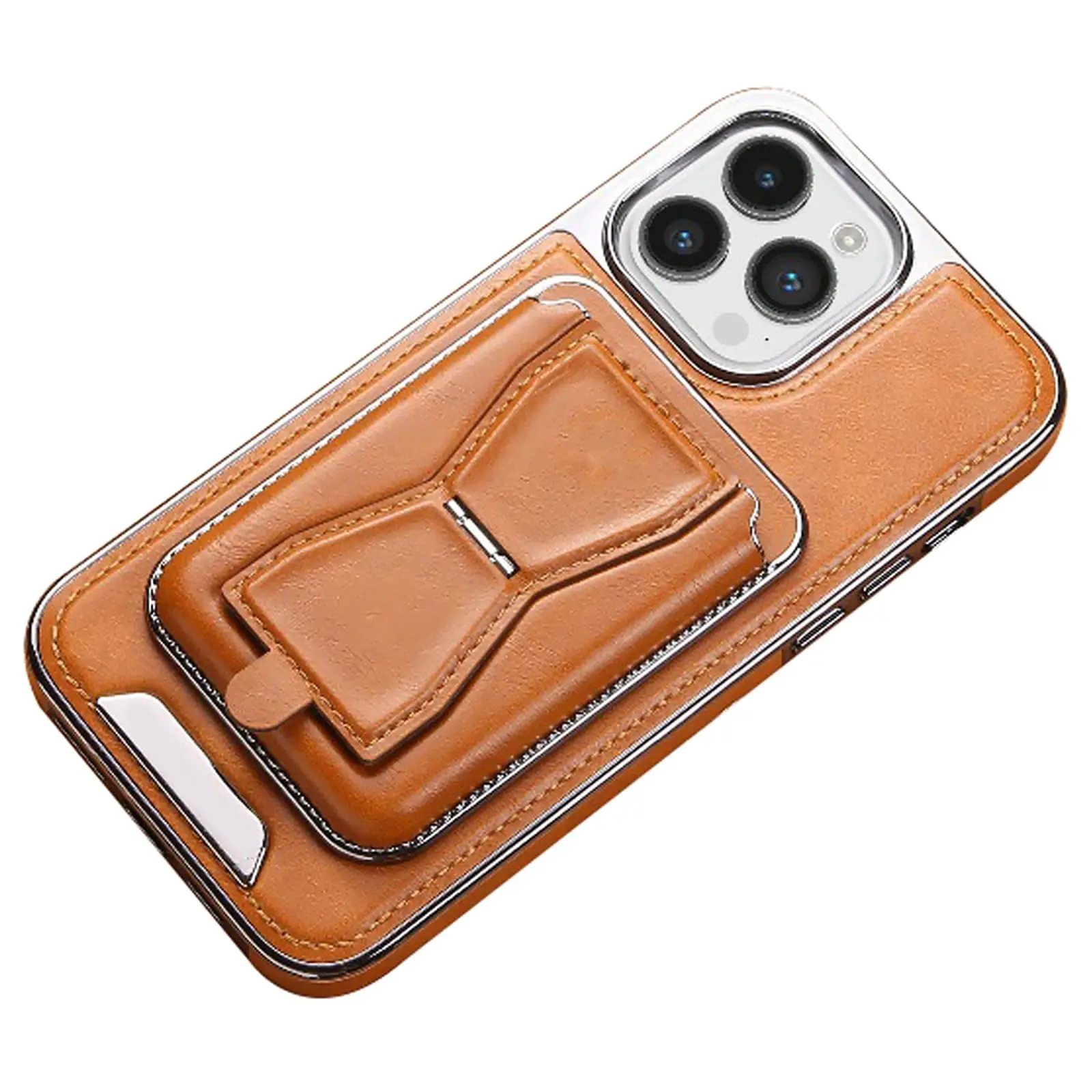 Leather Case for iPhone 16/16 Pro/16 Plus/16 Pro Max, Magnetic Detachable Wallet Card Holdr Kickstand Case Luxury Business