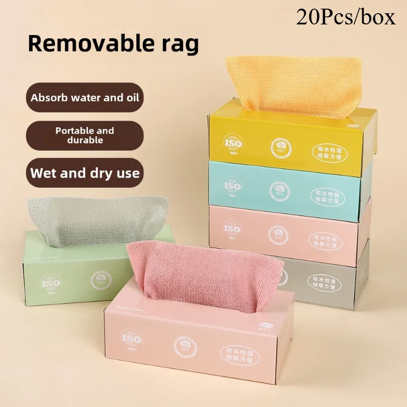 

20Pcs/box Cleaning Cloths Microfiber Towel Absorbent Kitchen Cleaning Dishcloth Non-stick Oil Dish Rags Napkins Tableware