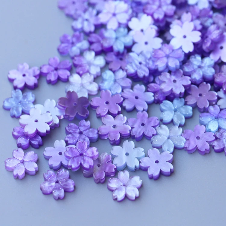 10-50pcs 12mm Resin Flower Petal Beads Sakura Charms Pendants Loose Spacer Bead for DIY Jewelry Buttons Hairpin Handmade