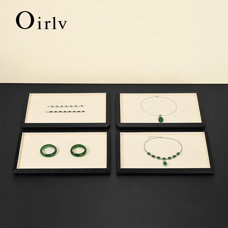 

Высококачественный поднос для ювелирных изделий Oirlv с краями из искусственной кожи и бархатным интерьером, экологически чистый органайзер для ювелирных изделий без запаха.