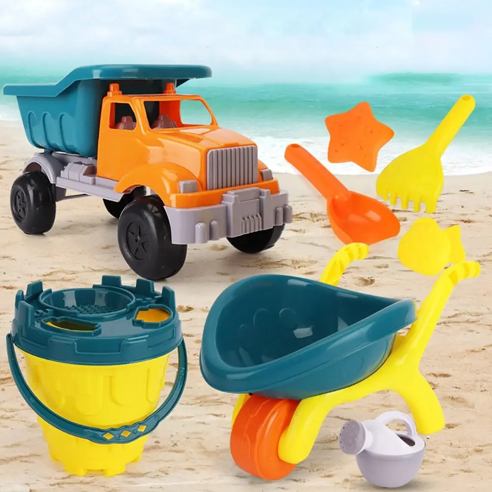 Parent-Children Interactive 5/6PCS Sand Toys Set Beach Castle Bucket Shovel Rake Mold Truck Trolley Plaything Outdoor Game