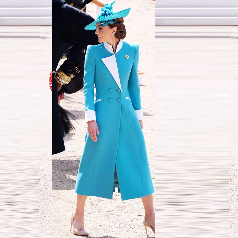 كيت ستايل خمر خندق معطف التباين اللون التلبيب مزدوجة زر جيوب غير المتماثلة معطف المرأة الخريف موضة جديدة #1