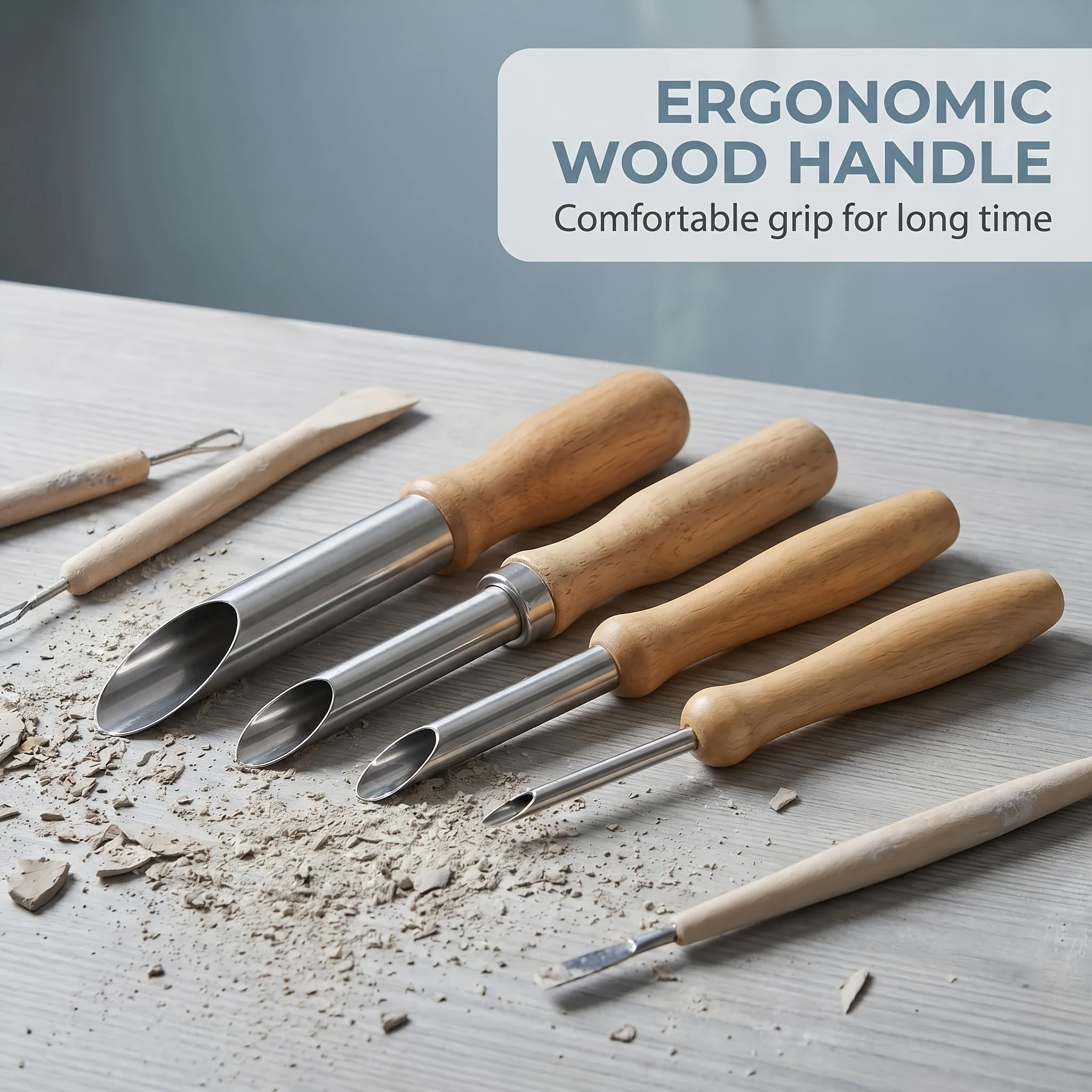 2/4Pcs Solid Wood Handle Clay Hole Punch Set, Stainless Steel DIY Air Dry Ceramic Pottery Drilling Punch Tools