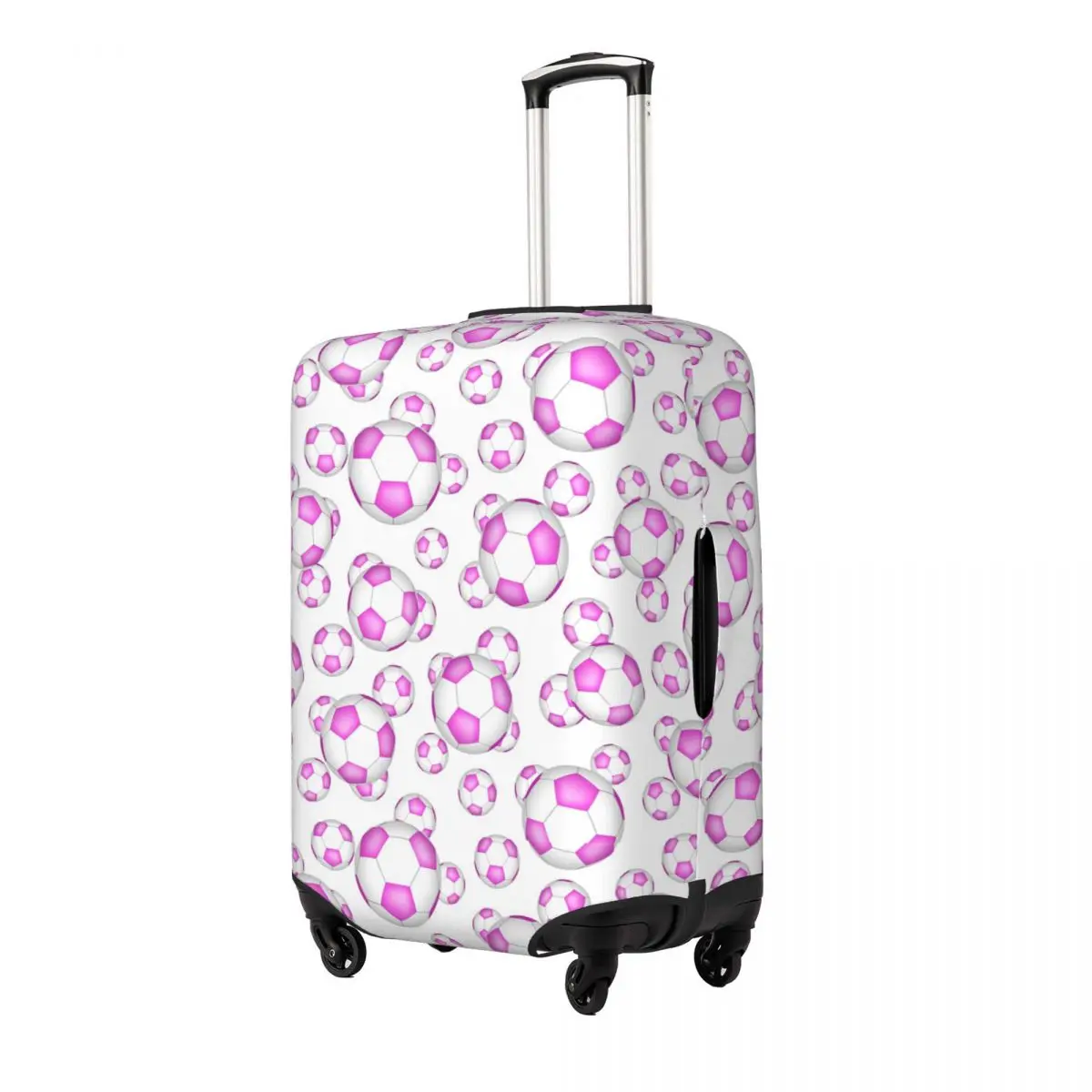 

Pink And White Soccer Balls Suitcase Cover Protection Elastic Trip Luggage Protector Covers for 18-32 Inch