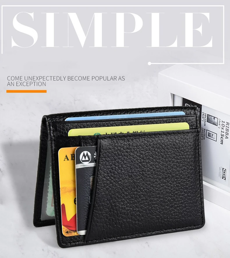 YUECIMIE Super Slim Weiche Brieftasche Aus Echtem Leder Mini Kreditkarte Halter Geldbörsen Geldbörse Dünne Kleine Kartenhalter Männer Brieftasche – Detail 2