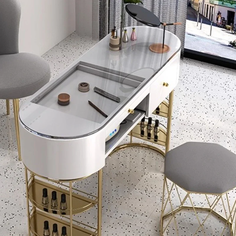 لوازم الأدراج ملصقات طاولة الأظافر تصميم الشمال فراغ طاولة الأظافر المعدات البيضاء خدمة Scrivania Per Unghie أثاث المنزل