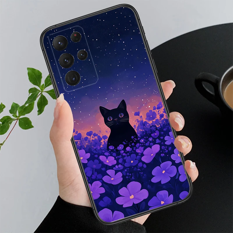 

Phone Case For Samsung A55 A16 A56 A36 A35 A15 A53 A54 A33 A34 A25 A05S A52 A52S A14 A26 A71 Black Cats