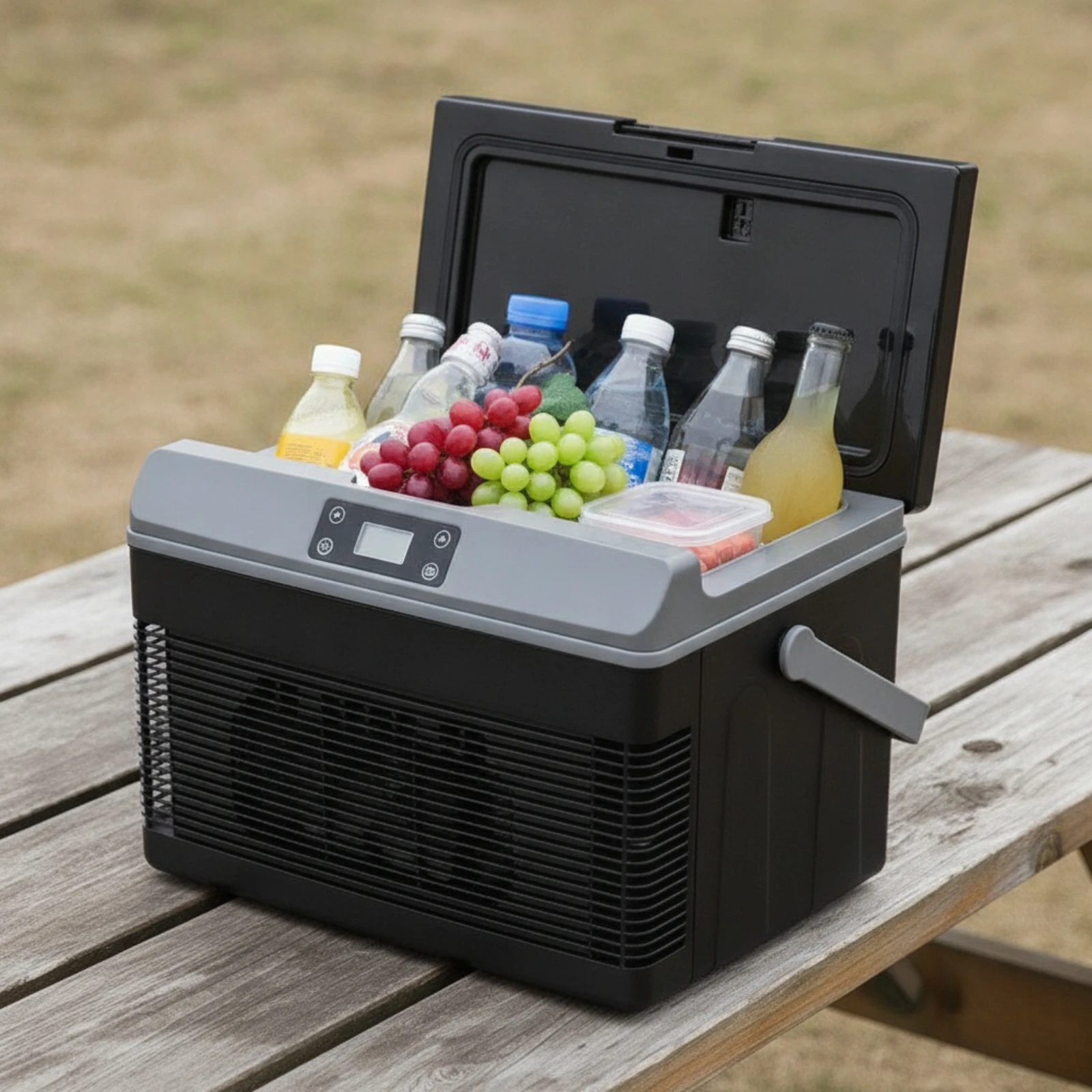 Car Refrigerator with Warmer Dual-purposeFunction Portable Car Fridge Electric Cooler with Handle Hard-Sided for Road Trippers
