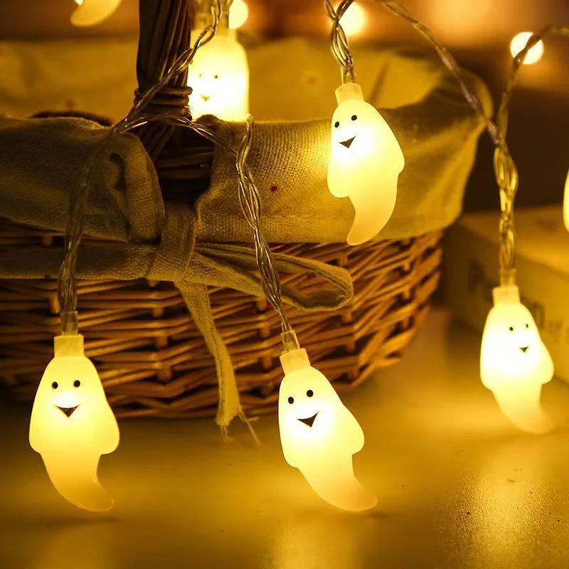 Impermeável Solar Powered Pátio Luz, Outdoor LED String Lights, Lâmpada fantasma, Dia das Bruxas, Decorações de Natal, 124, 2023