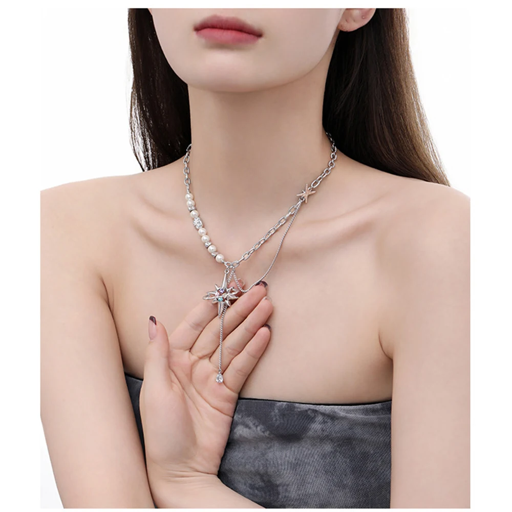 Eetit beliebte simulierte Perlen Kette Nordstern Halskette Anhänger für Frauen koreanischen Stil exquisite vielseitige tägliche Schmuck Geschenk