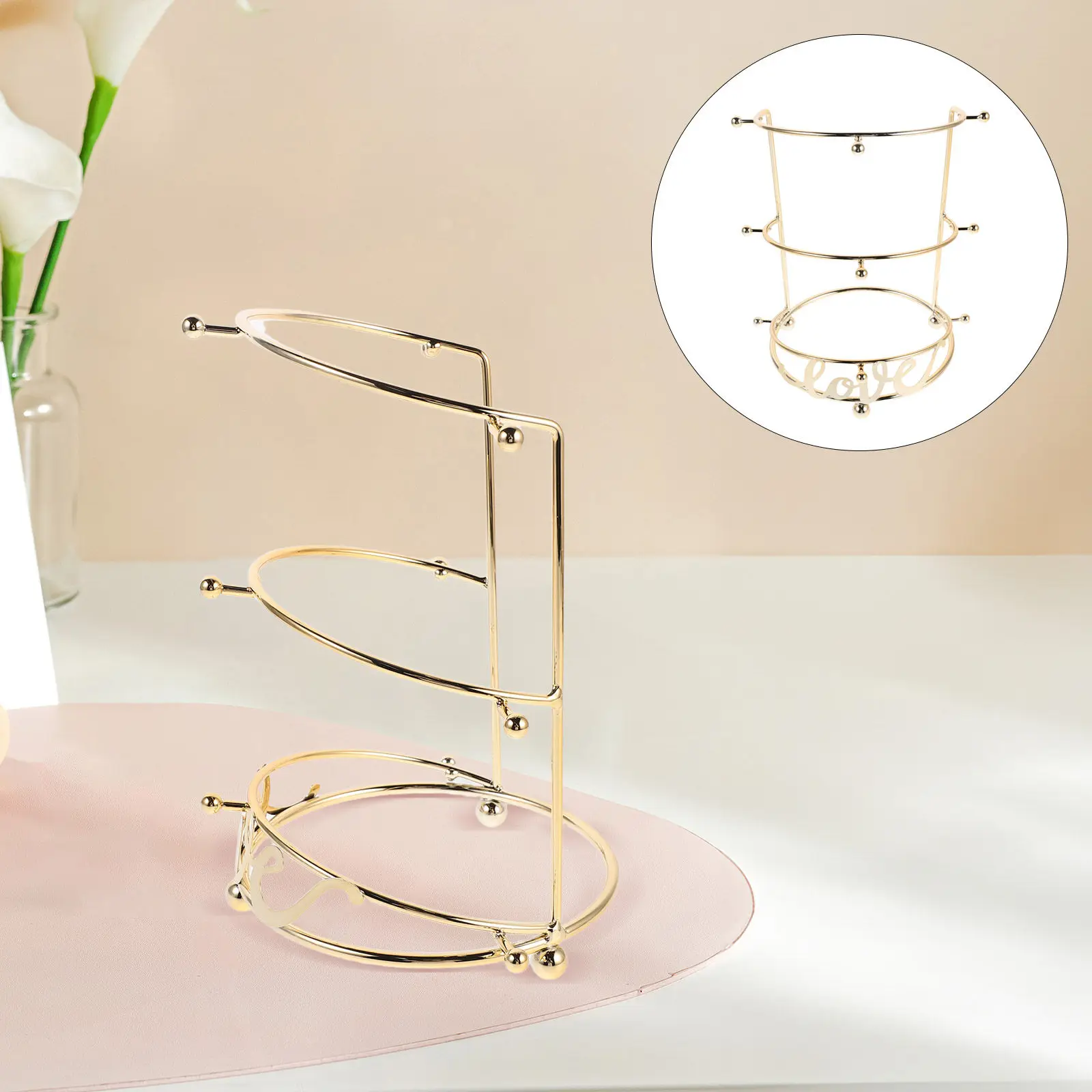 Double-Tier New Bride Crown Display Stand Stable Metal Headband Holder for Bridal Tiara Organizer Hair Accessories Wedding