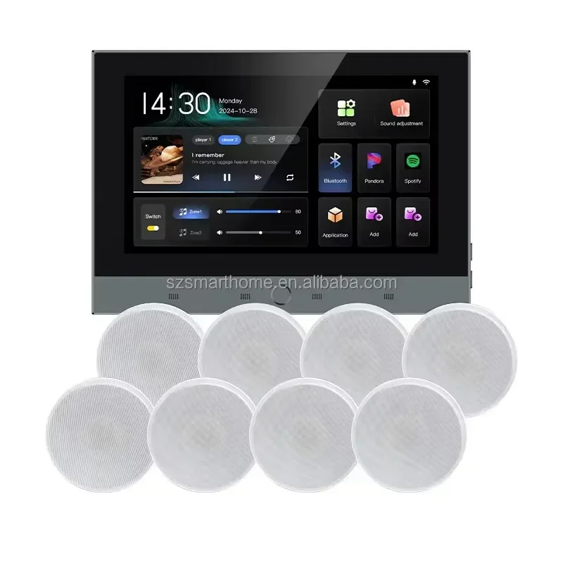 for 7 Inch Smart Home Audio Amplifier WiFi Bluetooth 8x20W Wall Mount Android Host for Ceiling Speaker Background Music