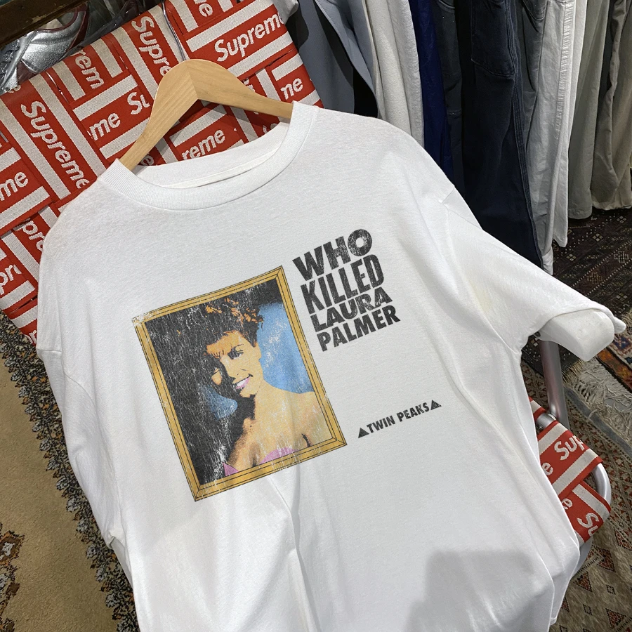 Who Killed Laura Palmer Twin Peaks Vintage Washed White T-Shirt Underground Print Loose Retro Summer