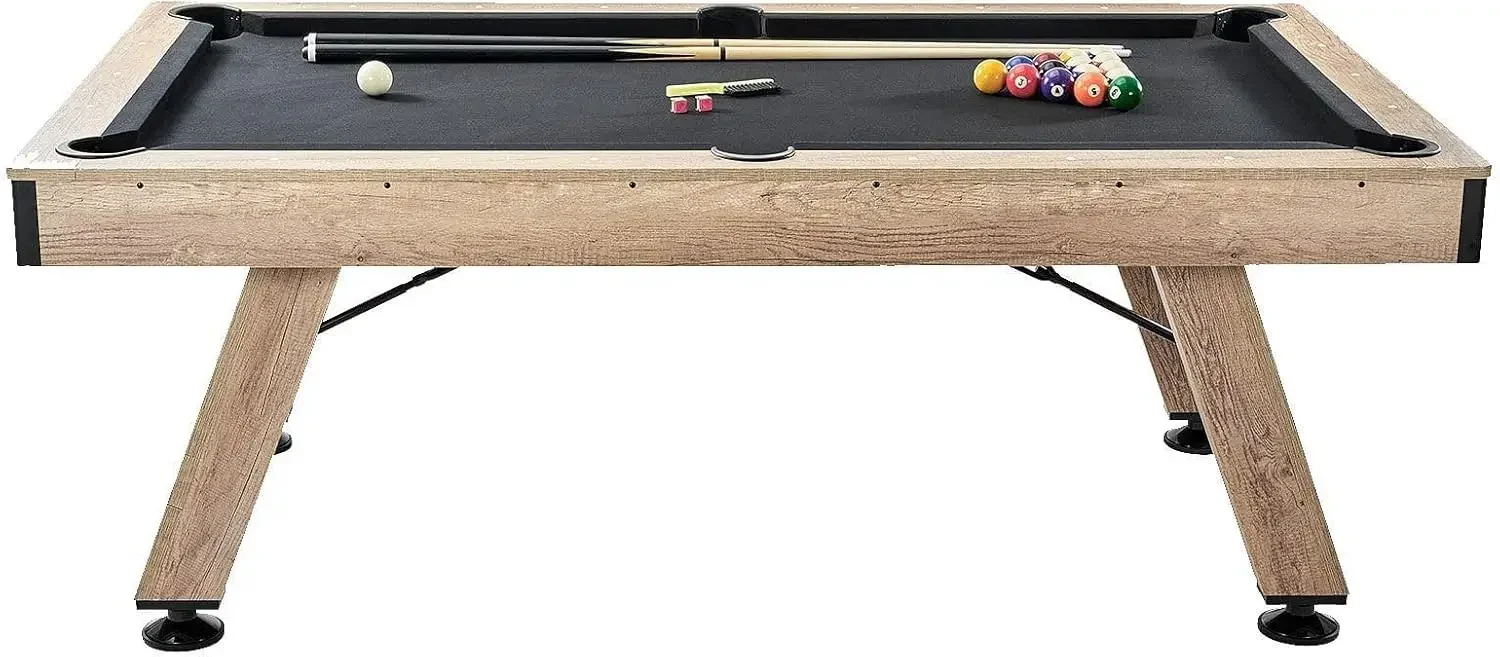 Mesa de billar, mesa de billar de 7 pies, mesa de billar estable con patas ajustables, juego de mesa de billar incluye bolas, tacos, tizas y cepillo