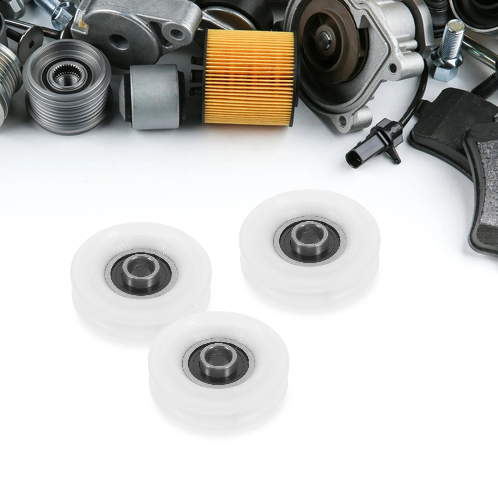 

5 PCS Pulley Barn Door Wheels Ball Bearing Guide Overmolding for Cabinet Nylon Plastic Roller Window