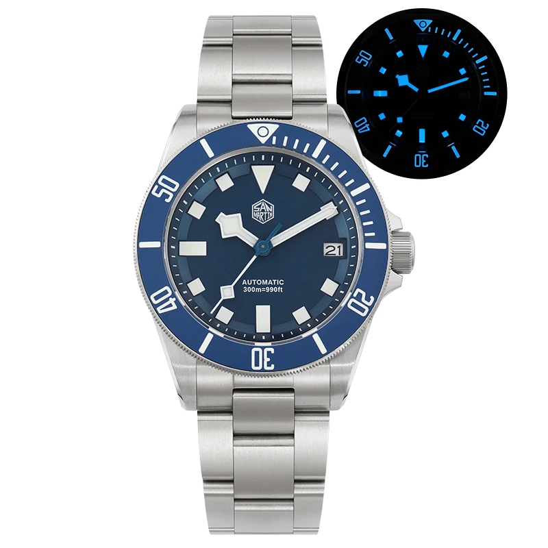San Martin Grade5 Titanium Watch SN0121TD PT5000/ST2130 Automatic Movement Watch 300M Waterproof Adjustable Clasp Wristwatch image 3