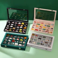 Clear Lid 30 Grid Jewelry Organizer Box Storage Case Showcase Display Jewelry Tray Stackable Removable Ice Velvet