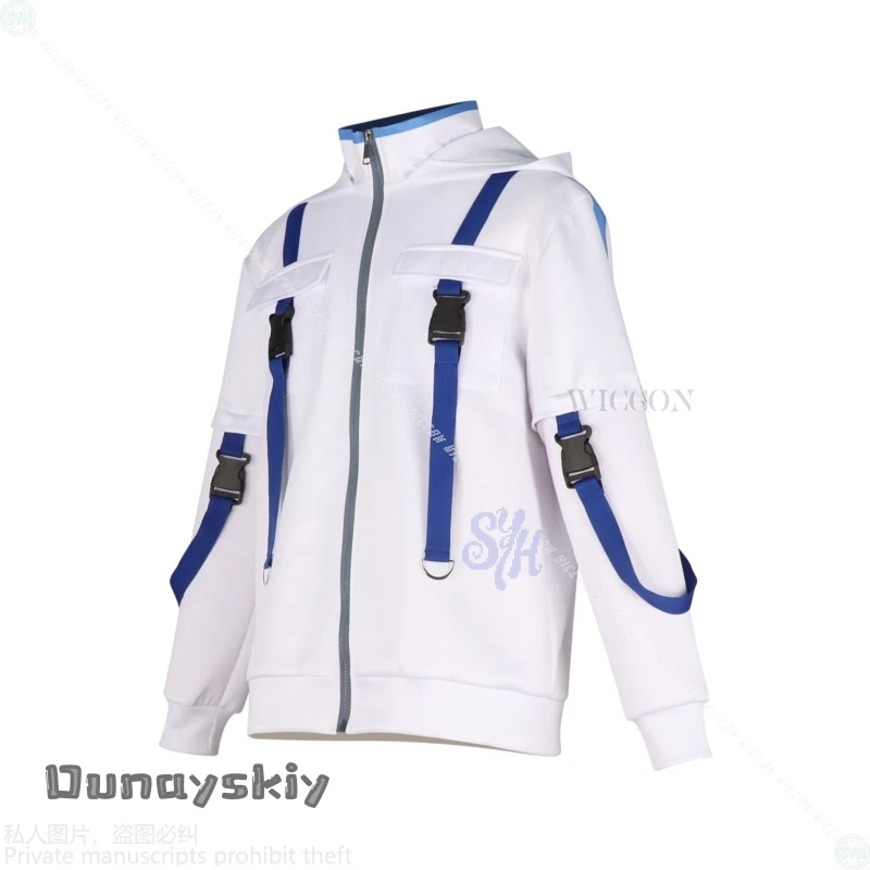 عارضة شينغو ناتوري تاكيرو كونغو شيو كيريشيما تأثيري قواطع الرياح أنيمي زي هوديي الأزرق الأبيض الشرير Y2k دعوى هالوين