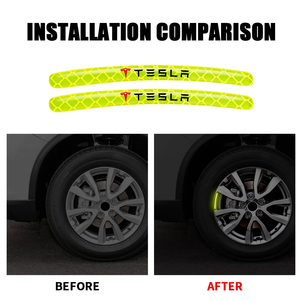 5/10/20 قطعة عجلة السيارة العاكسة حافة ملصقات شرائط الشريط السيارات الديكور ل تسلا نموذج 3 Y S X رودستر Cybertruck Juguete WYE #3