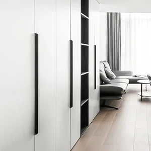 Nội thất ẩn xử lý Ouro Black Cabeat Tủ Pucch Tay cầm miễn phí cho tủ và ngăn kéo tủ quần áo kéo 7 Tay cầm cửa trắng bán hàng chính - №5