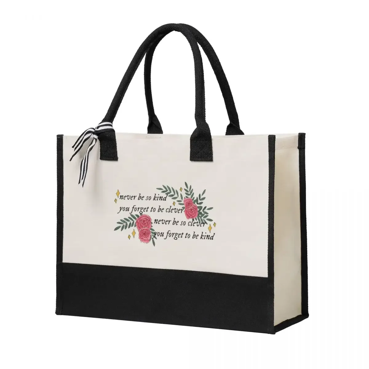 Canvas Gift Shopping Bag Never Be So Kind, You Forget To Be Clever Canvas Large Capacity Bag Customizable Quality Gifts