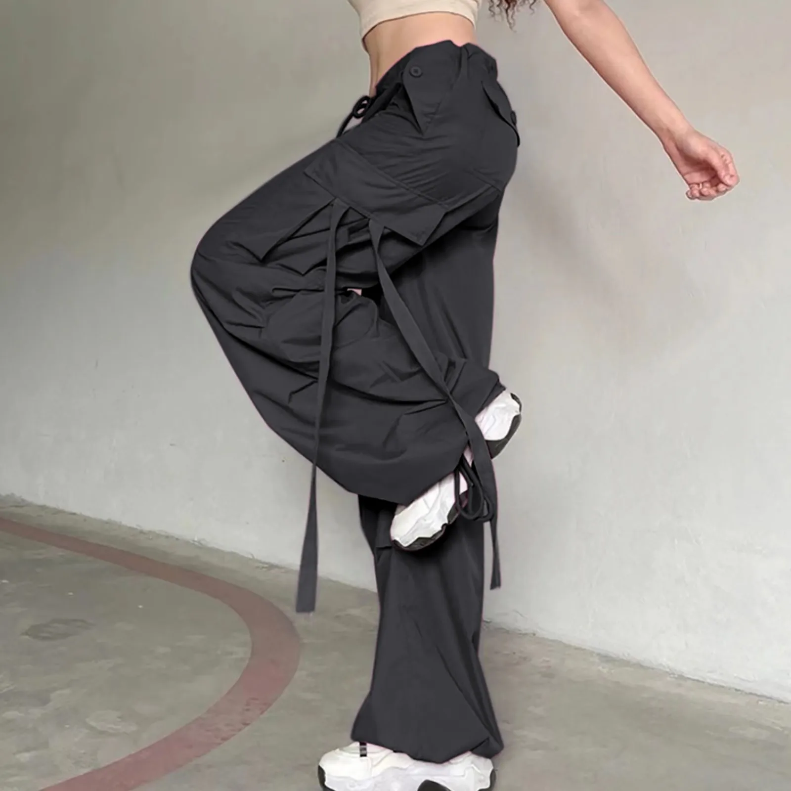 Women Fashion Streetwear Wide Leg High Waist Straight Streetwear Trousers Overalls Cargo Korean Luxury Clothing Punk Sweatpants