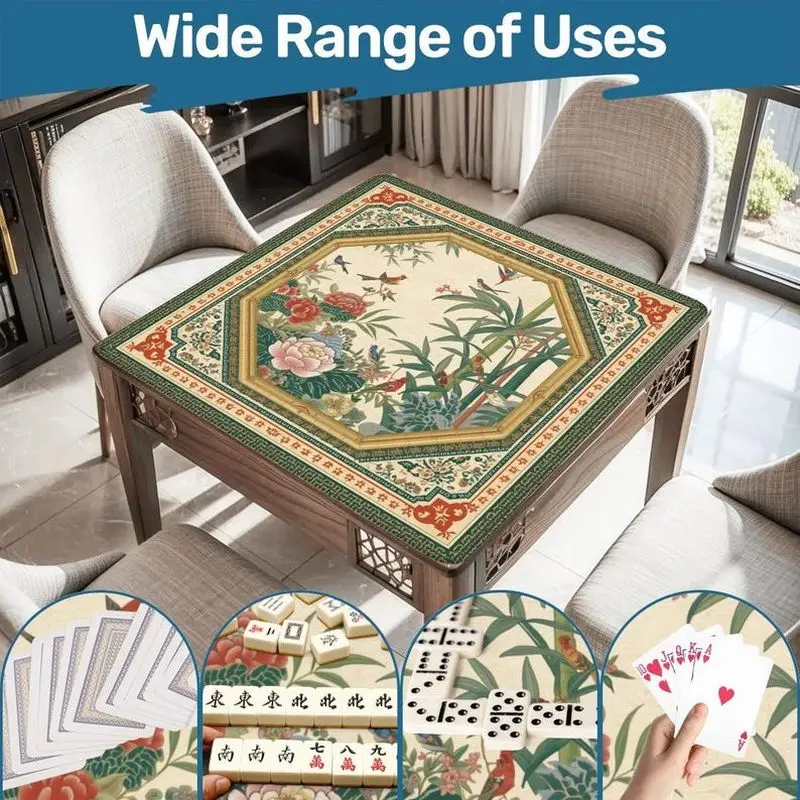 VIKAMA Chinese Peony Mahjong Mat Wear Resistant Non Slip Pad Overseas Mahjong Poker Domino Table Cover