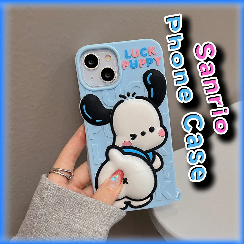 Kawaii Wacky Pochacco 3D Silicone Anti-Scratch Case Sanrio Anime Cute Funny Protective Cover for IPhone XS/XR 11 12 13 14Pro Max