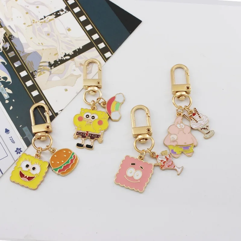 

kawaii Cartoon Cute SpongeBob SquarePants Keychain Pie Star Keychain Bag Pendant Accessories Keyring