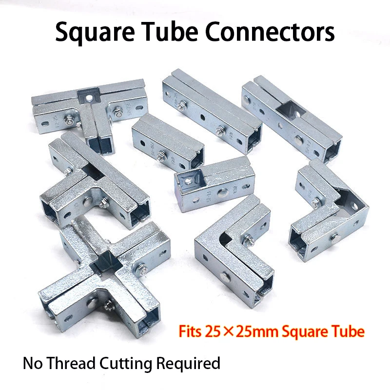 ZK Thickened Cast Iron 25mm Square Tube Connector No Weld Joint Set Screw For Farm Shed Greenhouse Guardrail Bracket Accessories