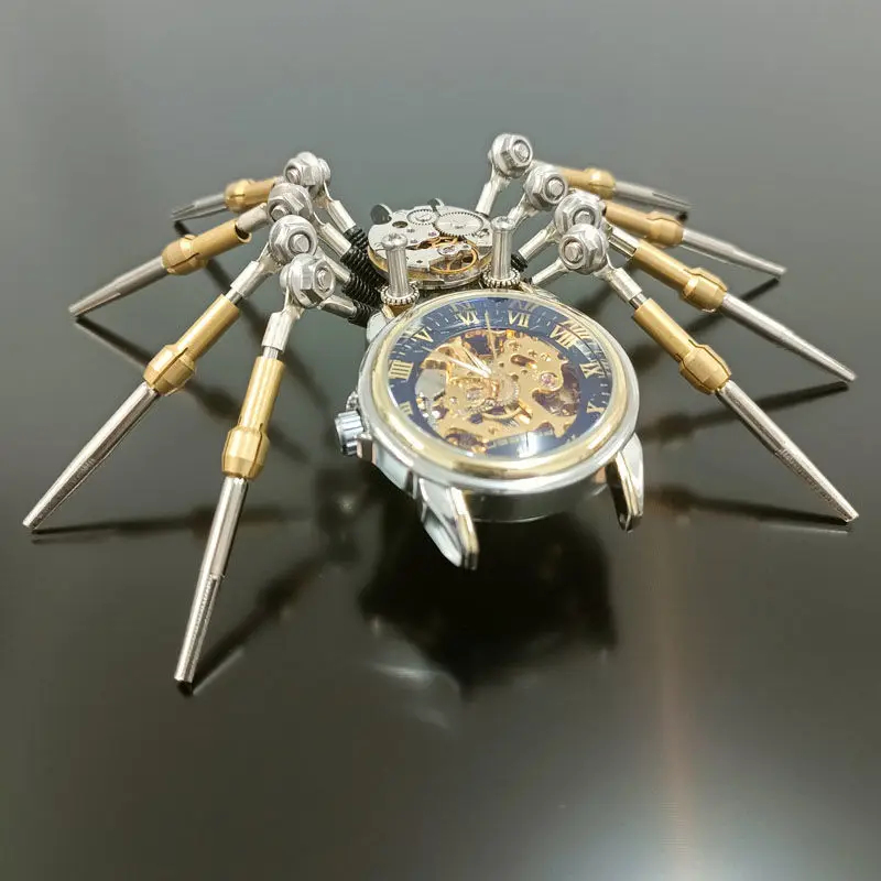 Mechanical spider static model mechanical hollow watch mechanical clock high-end jewelry metal toy finished desktop decoration