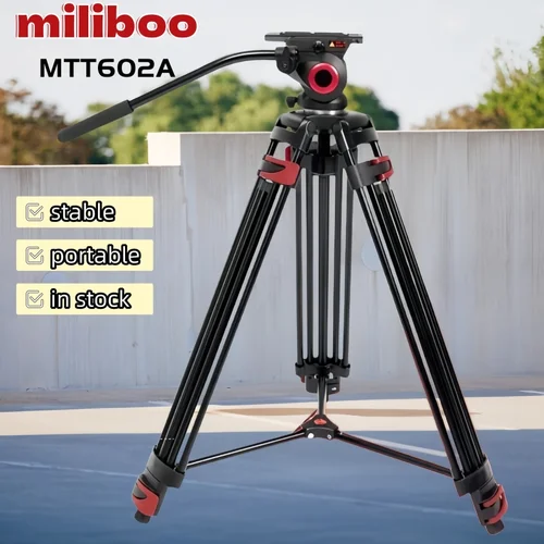 Imagen 1 del producto Miliboo MTT602A Trípode de cabeza fluida de aluminio portátil profesional para videocámara/DSLR - Soporte de vídeo con altura máxima de 76""
